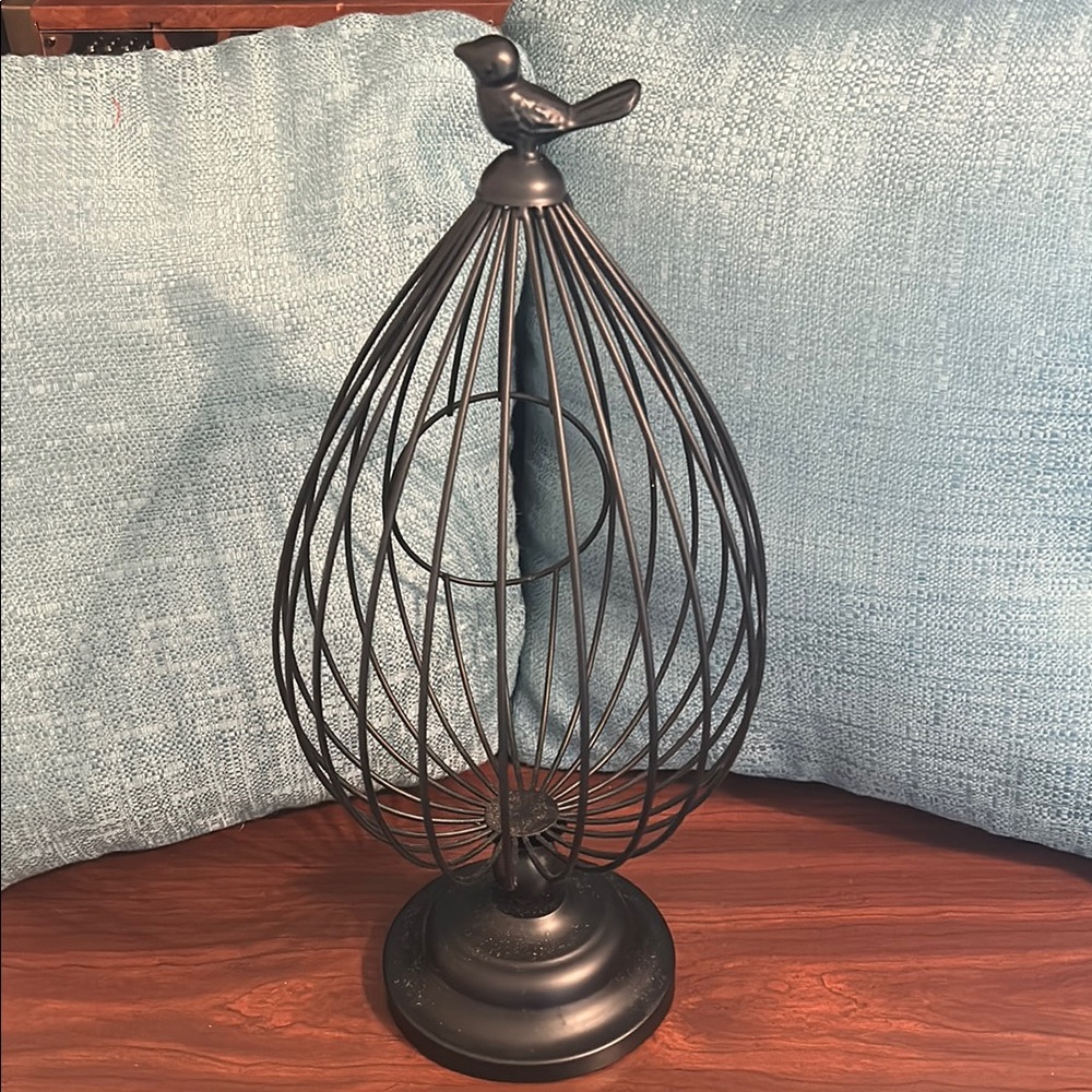 Black Birdcage Decor with Bird Topper